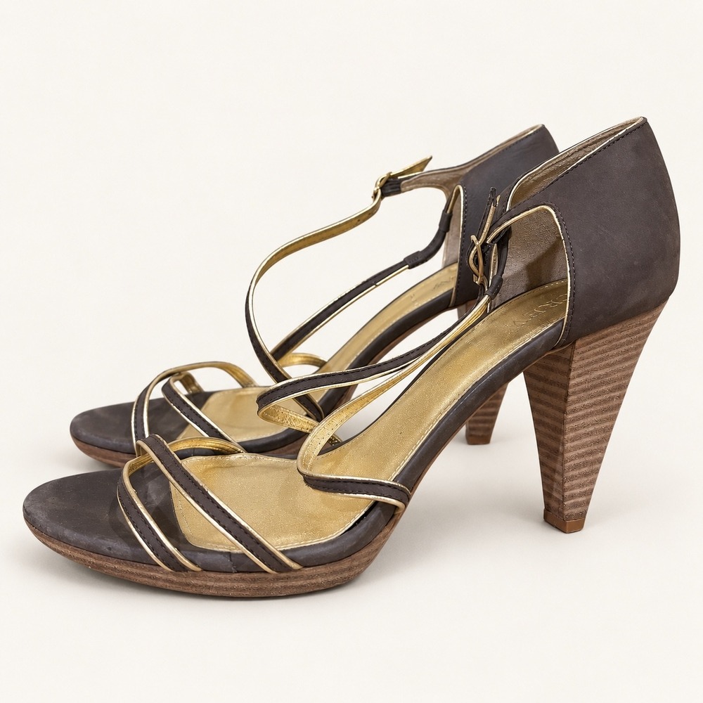 J.Crew 9.5 Italy Soleil Nubuck Leather Platform Cone Heels Strappy Party Evening